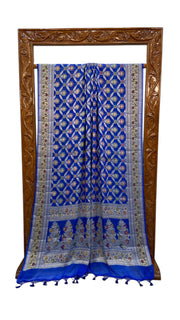 Blue Pure Chiffon Khaddi Banarasi Saree - The Handlooms