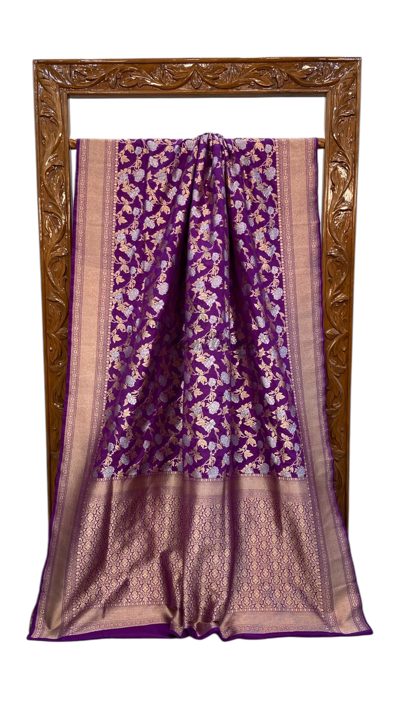 Pure Katan Silk Banarasi Handloom Saree - All over Jaal work With Meenakari - The Handlooms