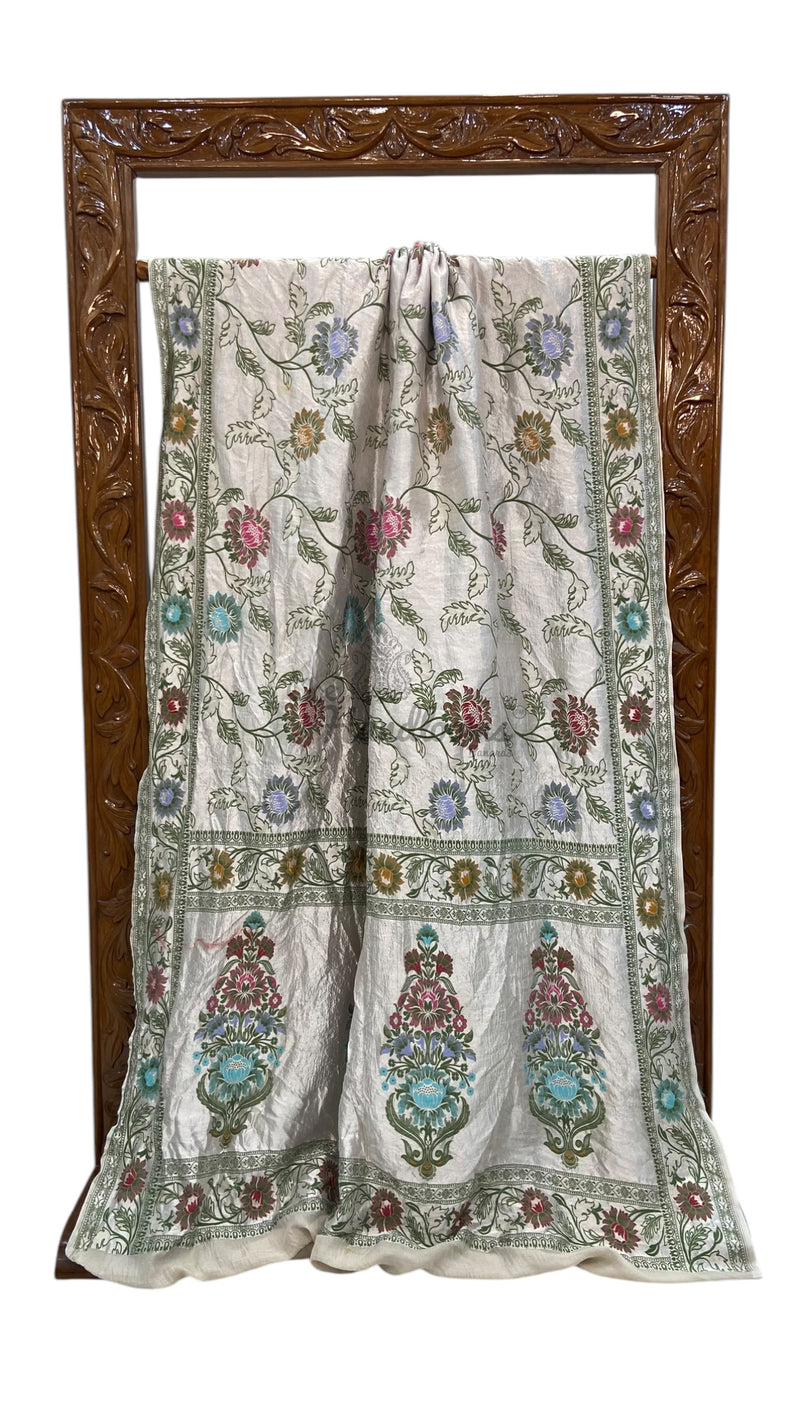 Pure Tussar Georgette Brocade Handloom Banarasi Saree - The Handlooms