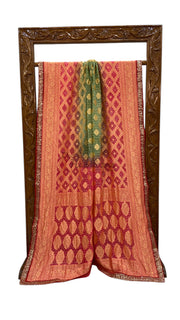 Alia Bhatt in Pure Khaddi Georgette Bandhej Banarasi Handloom Saree - The Handlooms