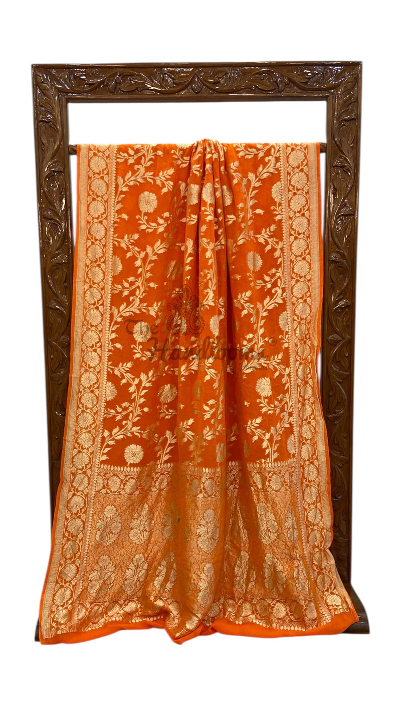 Khaddi Georgette Handloom Banarasi Saree - The Handlooms