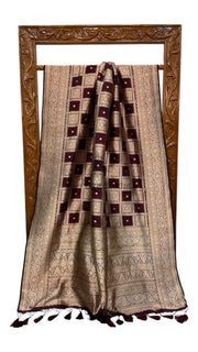 Regal Pure Katan Silk Banarasi Saree – Handwoven Tanchui Brocade - The Handlooms