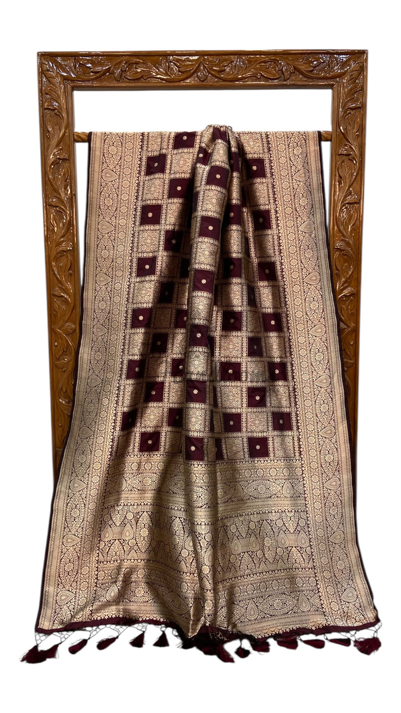 Regal Pure Katan Silk Banarasi Saree – Handwoven Tanchui Brocade - The Handlooms