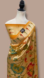 Pure Tussar Georgette Brocade Handloom Banarasi Saree - The Handlooms