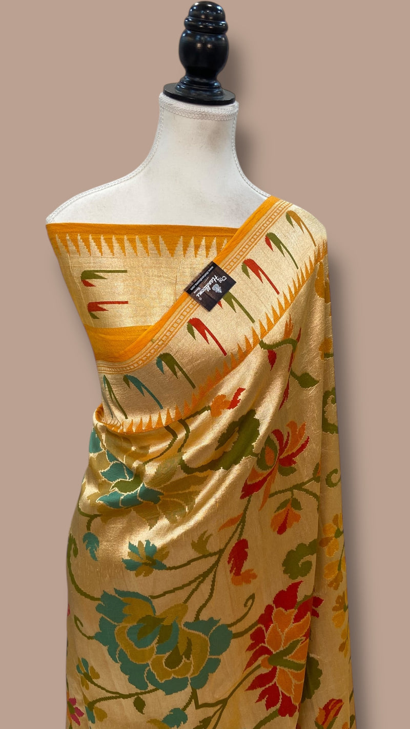 Pure Tussar Georgette Brocade Handloom Banarasi Saree - The Handlooms