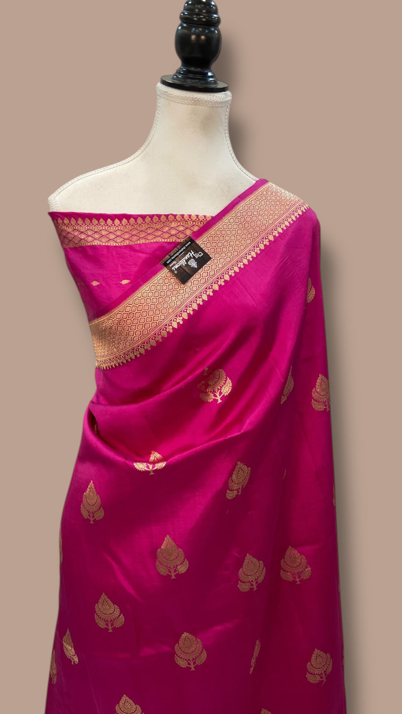 Pure Katan Silk Banarasi Handloom Saree - All over Kadua motifs - The Handlooms