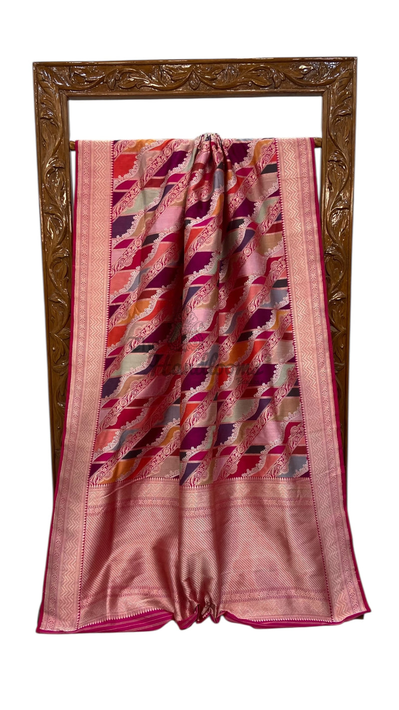 Ektara Pure Katan Silk Banarasi Handloom Saree - All over kadiyal Jaal work Rangkart - The Handlooms