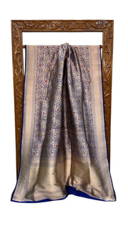 Regal Pure Katan Silk Banarasi Saree – Handwoven Tanchui Brocade with Meenakari Work - The Handlooms