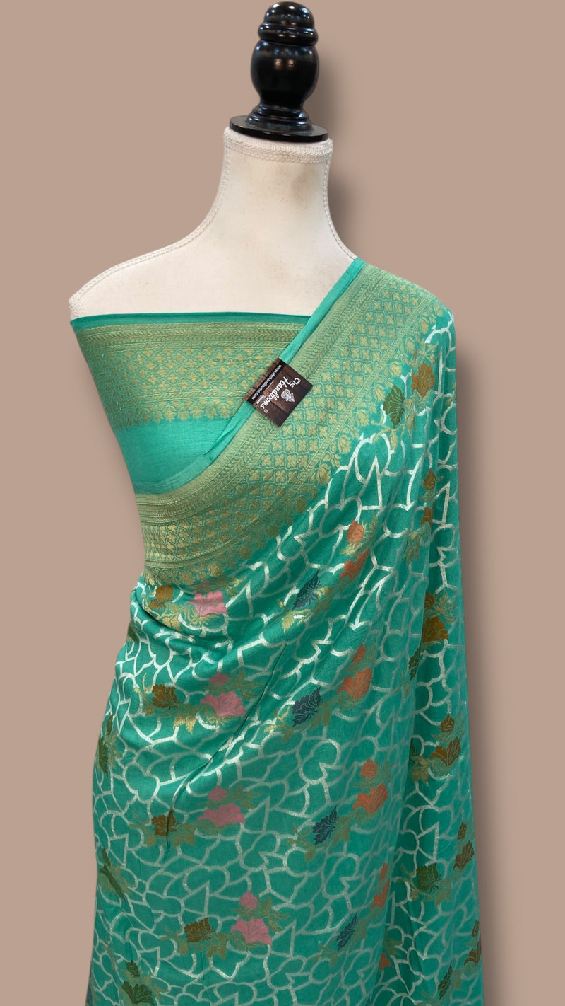 Moonga Georgette Handloom Banarasi Saree - Tilfi - The Handlooms
