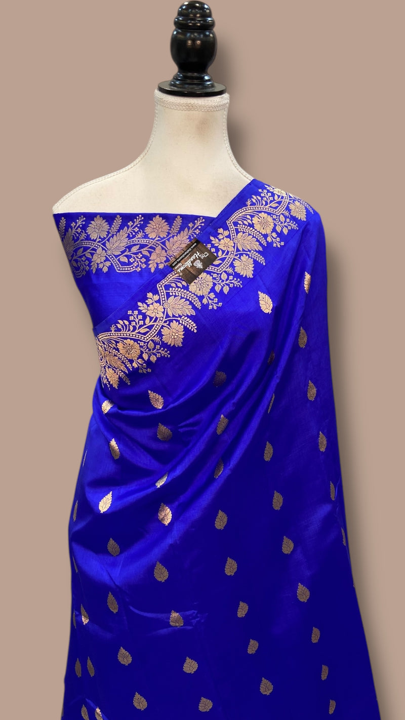 Pure Katan Silk Banarasi Handloom Saree - All over Kadua motifs - The Handlooms