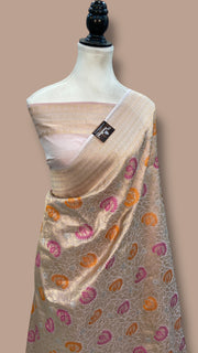 Regal Pure Katan Silk Banarasi Saree – Handwoven Tanchui Brocade with Meenakari Work - The Handlooms