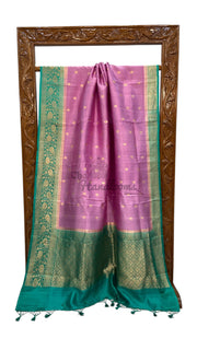 Pure Katan Silk Banarasi Handloom Saree - All over Kadua motifs - The Handlooms