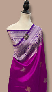 Pure Katan Silk Banarasi Handloom Saree - All over Kadua motifs - The Handlooms