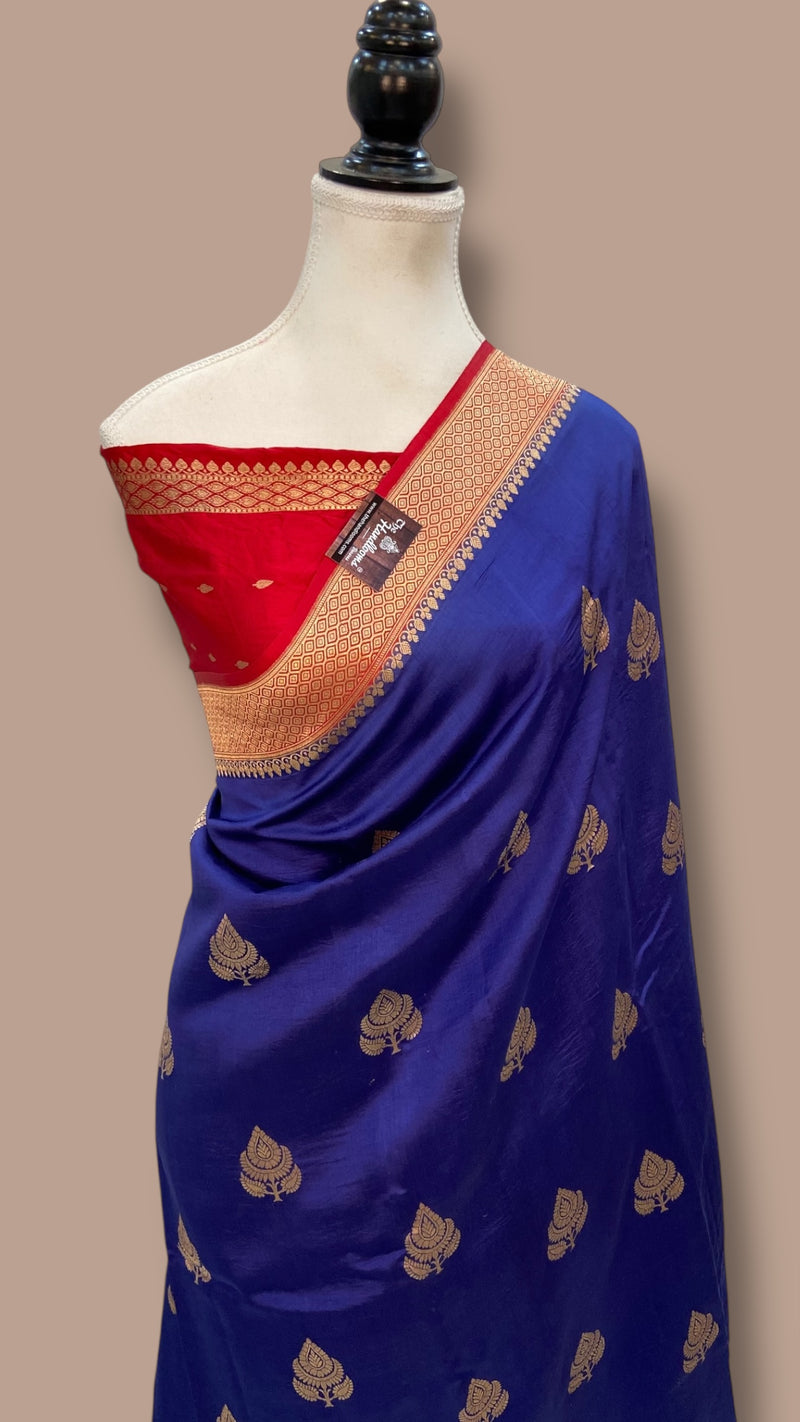 Pure Katan Silk Banarasi Handloom Saree - All over Kadua motifs - The Handlooms