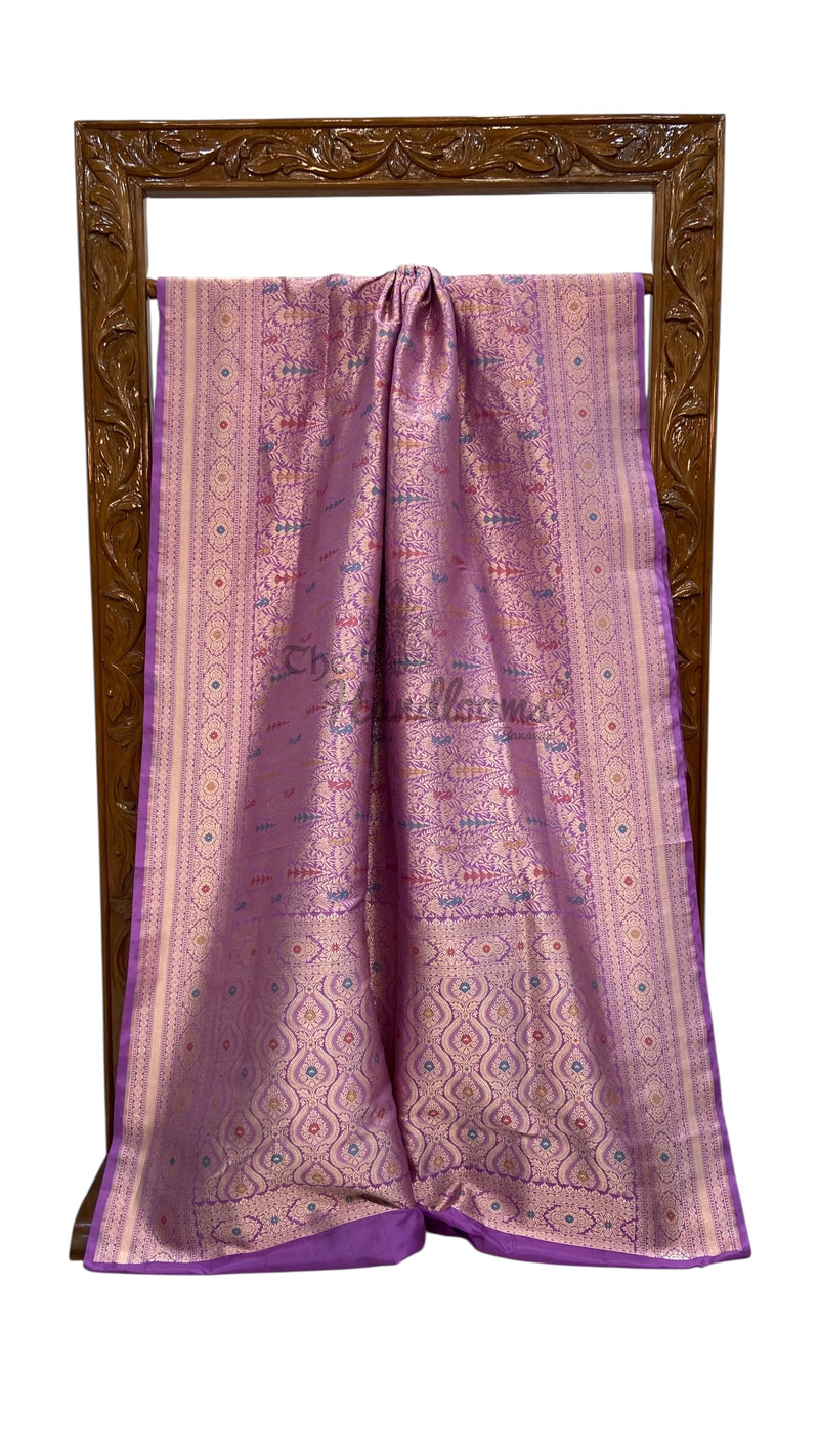 Regal Pure Katan Silk Banarasi Saree – Handwoven Tanchui Brocade with Meenakari Work - The Handlooms