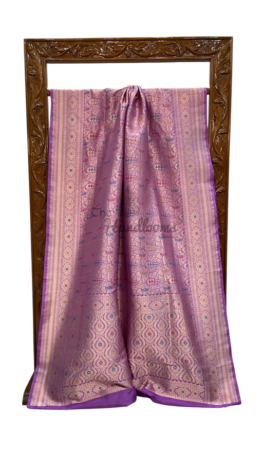 Regal Pure Katan Silk Banarasi Saree – Handwoven Tanchui Brocade with Meenakari Work - The Handlooms