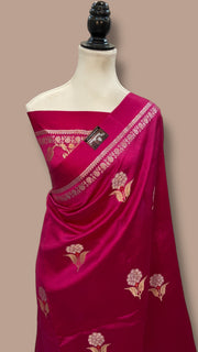 Hot Pink Pure Mango Silk Banarasi Handloom Saree - The Handlooms