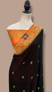 Pure Georgette Banarasi Saree - Gold zari - The Handlooms
