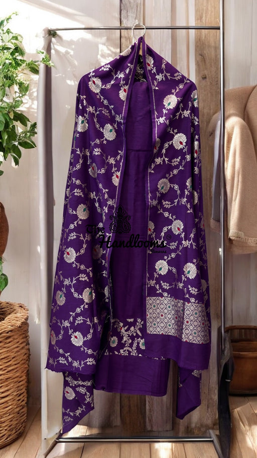 Pure Moonga Silk Banarasi Dress Material - The Handlooms
