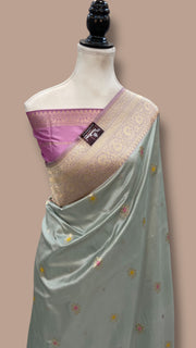 Pure Katan Silk Banarasi Handloom Saree - All over Kadua motifs With Meenakari - The Handlooms
