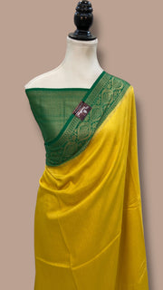 Mustard Yellow Moonga Georgette Handloom Banarasi Saree - The Handlooms