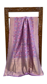 Multicolor Pure Katan Silk Banarasi Handloom Saree - All over Jaal Work With Rangkart - The Handlooms