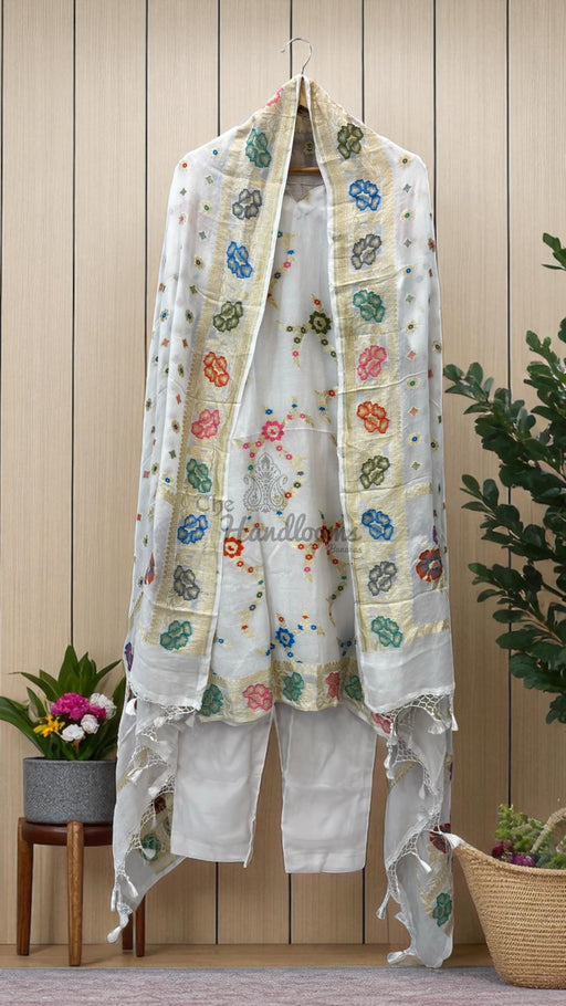 Khaddi Georgette Banarasi Dress material with Meenakari - The Handlooms