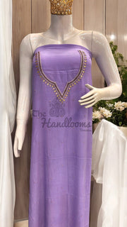 Elegant Silk Dress with Pure Kora Silk Dupatta – Adorned with Gota Patti, Moti, Katdana & Zardozi Handwork - The Handlooms