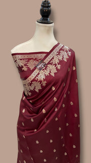 Pure Mango Silk Banarasi Handloom Saree All Over Kadua Motifs - The Handlooms