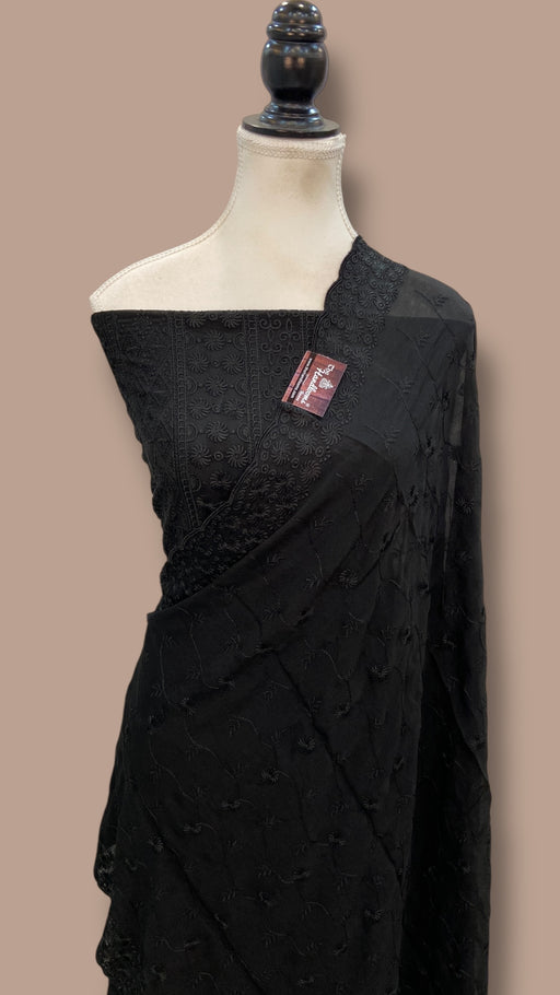 Pure Georgette Banarasi Chikankari Dress Material - The Handlooms