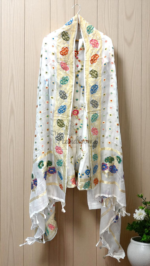 Khaddi Georgette Banarasi Dress material with Meenakari - The Handlooms