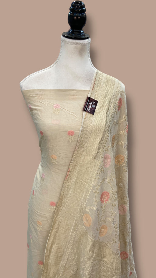 Pure Moonga Georgette Banarasi Dress Material - The Handlooms