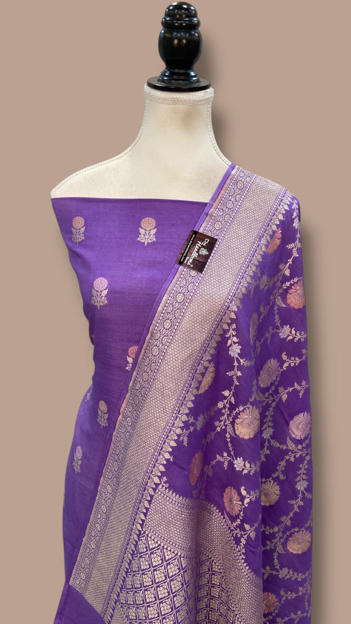 Pure Moonga Georgette Banarasi Dress Material - The Handlooms