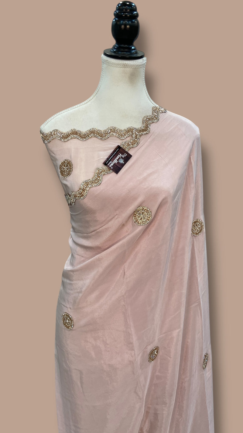 Pure Silk Handloom Banarasi Saree with Handwork Lace - The Handlooms