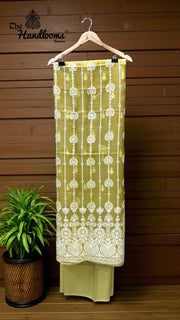 Pure Organza Chikankari Handloom Banarasi Dress - The Handlooms