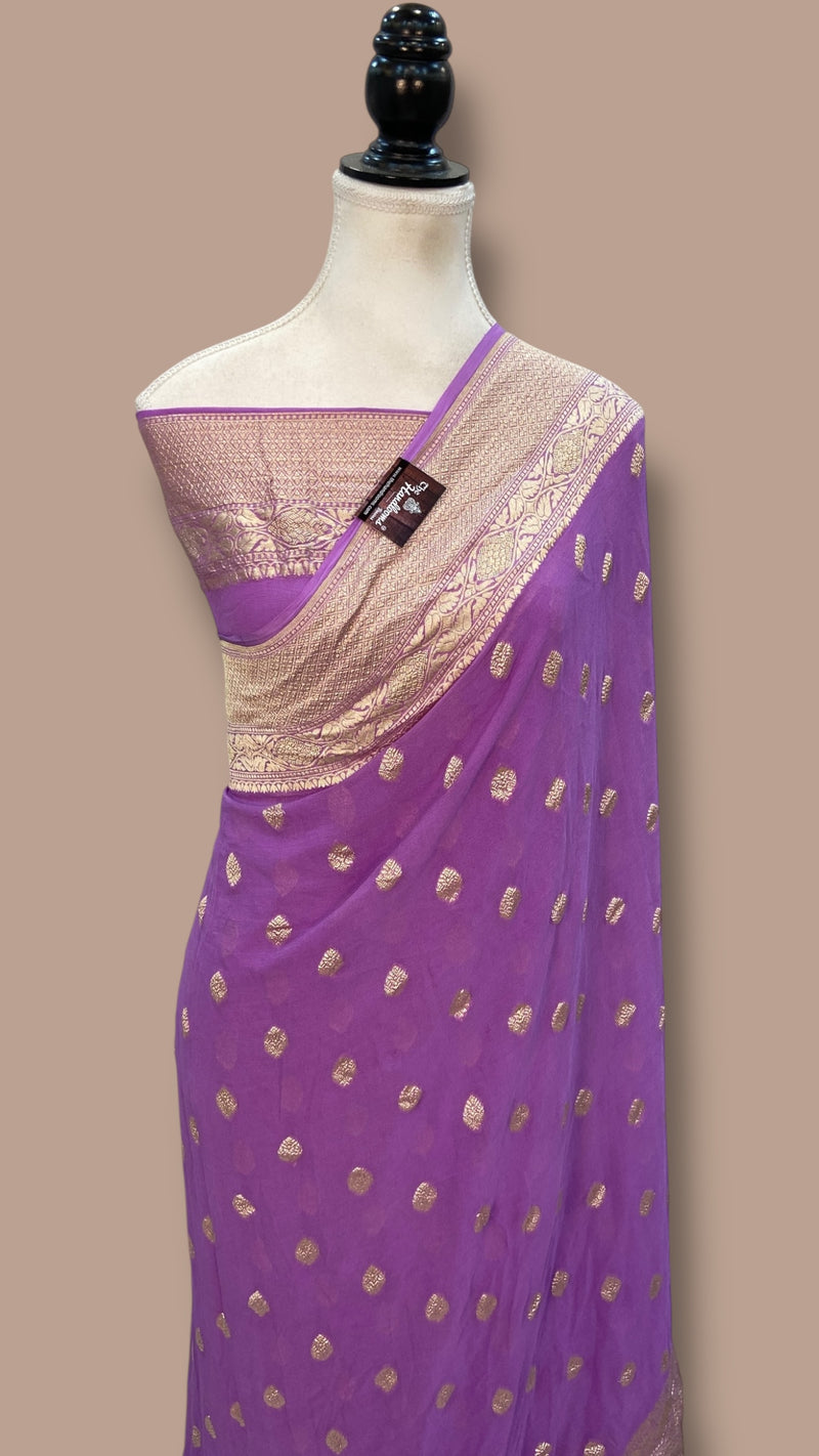 Khaddi Georgette Handloom Banarasi Saree - The Handlooms