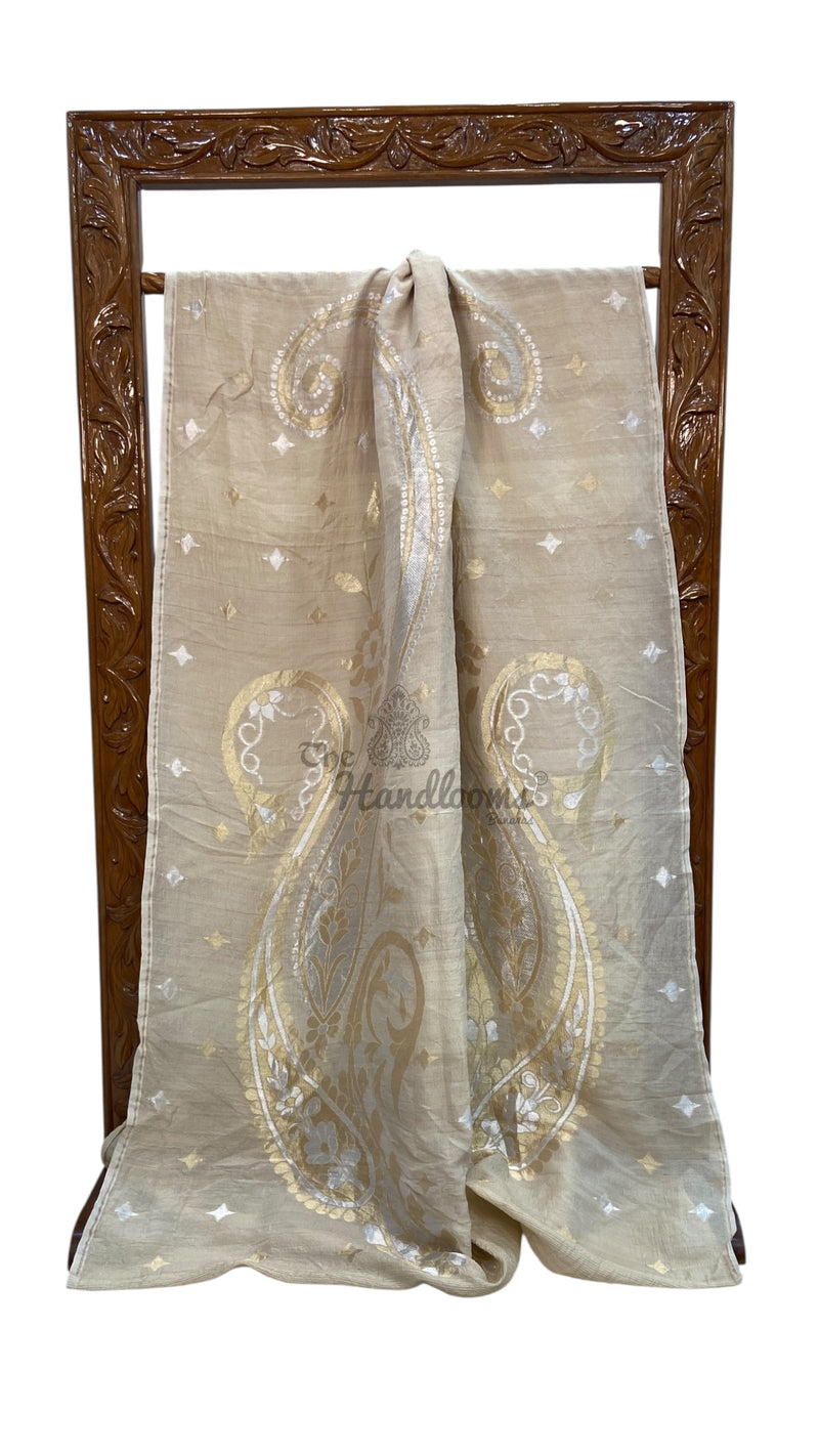 Moonga Georgette Handloom Banarasi Saree All Over Soan Roopa Work - The Handlooms