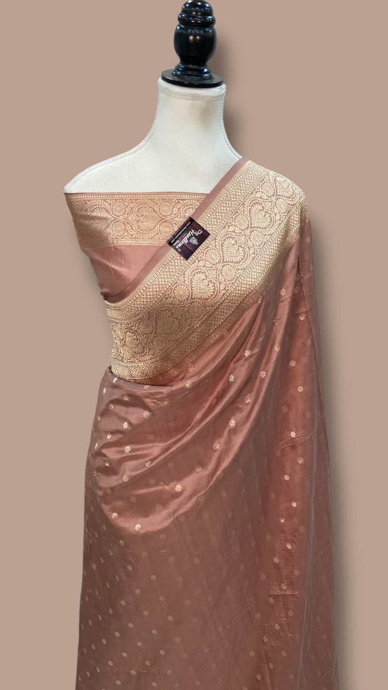 Pure Katan Silk Banarasi Handloom Saree - All Over Motifs - The Handlooms