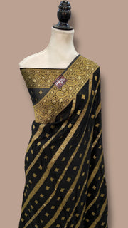 Black Georgette Banarasi Saree - The Handlooms
