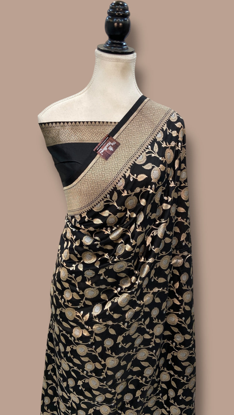 Pure Katan Silk Banarasi Handloom Saree - All Over Sona Roopa Jaal Work - The Handlooms