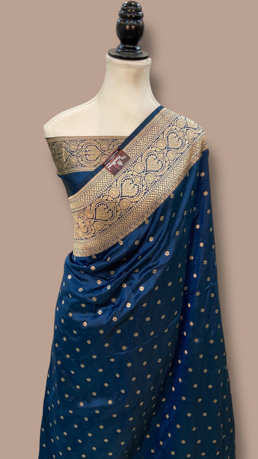 Pure Katan Silk Banarasi Handloom Saree - All Over Motifs - The Handlooms