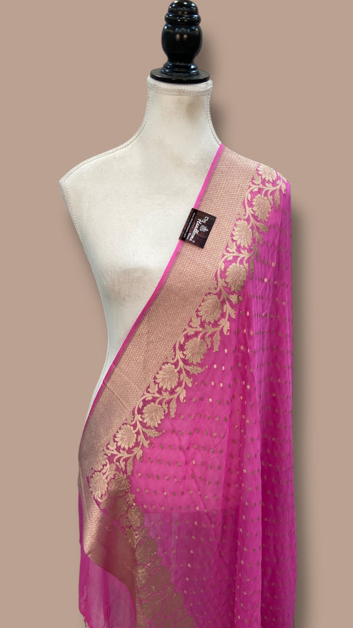 Pure Khaddi Georgette Dupatta - water zari - The Handlooms
