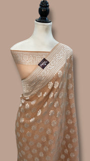 Pure Khaddi Georgette Banarasi Saree Silver Zari - The Handlooms