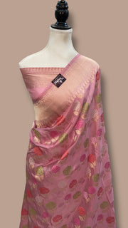 Pure Katan Silk Banarasi Handloom Saree - All over Jaal Work With Meenakari - The Handlooms