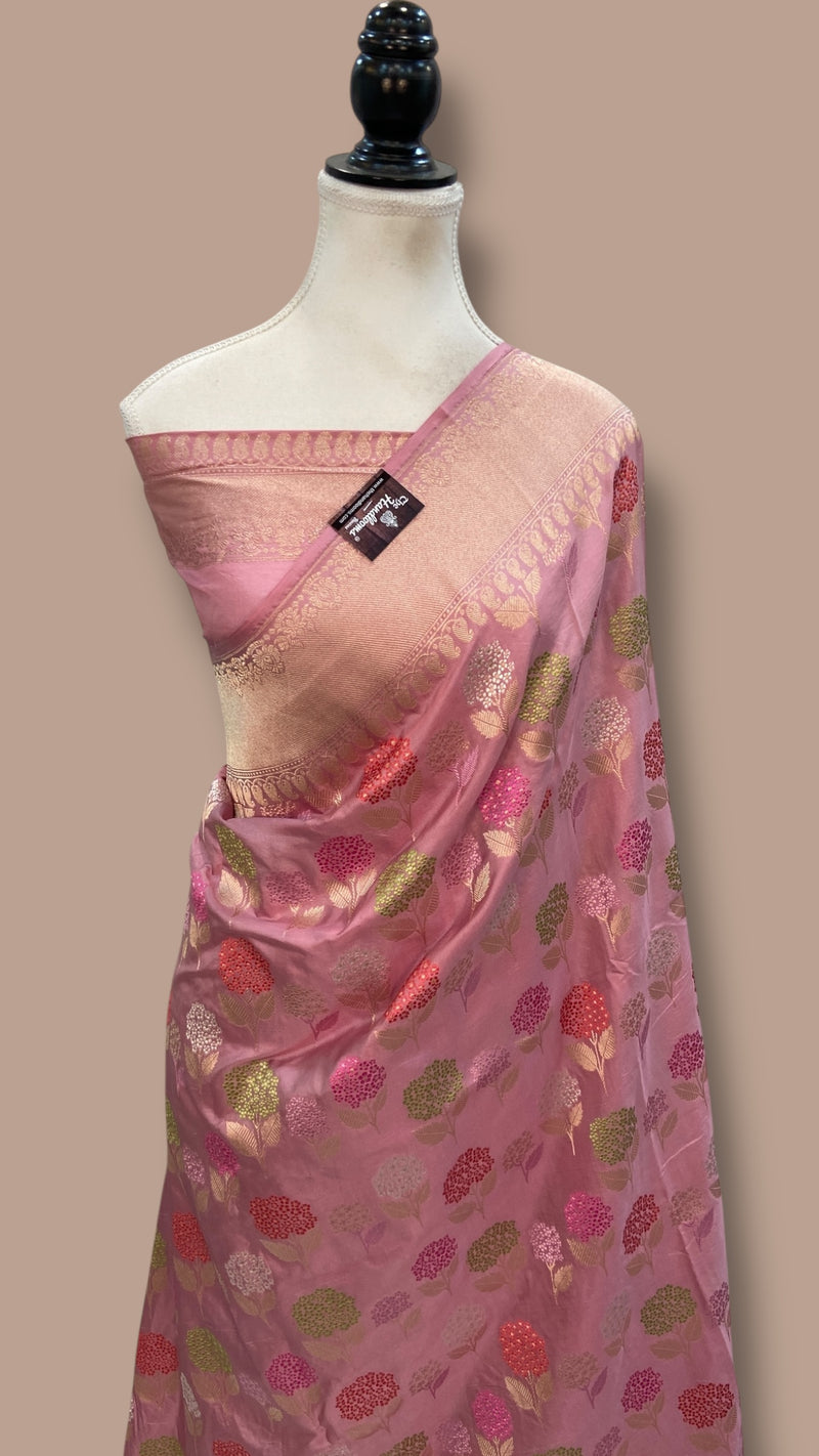 Pure Katan Silk Banarasi Handloom Saree - All over Jaal Work With Meenakari - The Handlooms