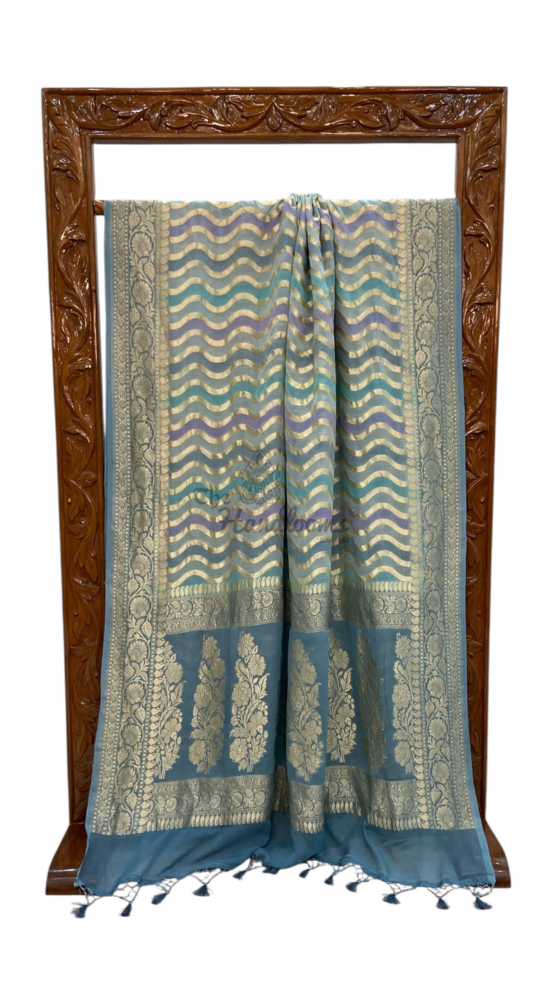 Pure Khaddi Georgette Handloom Banarasi Saree - The Handlooms