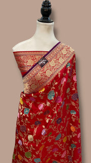 Ektara Pure Katan Silk Banarasi Handloom Saree - All over kadiyal Jaal work - The Handlooms