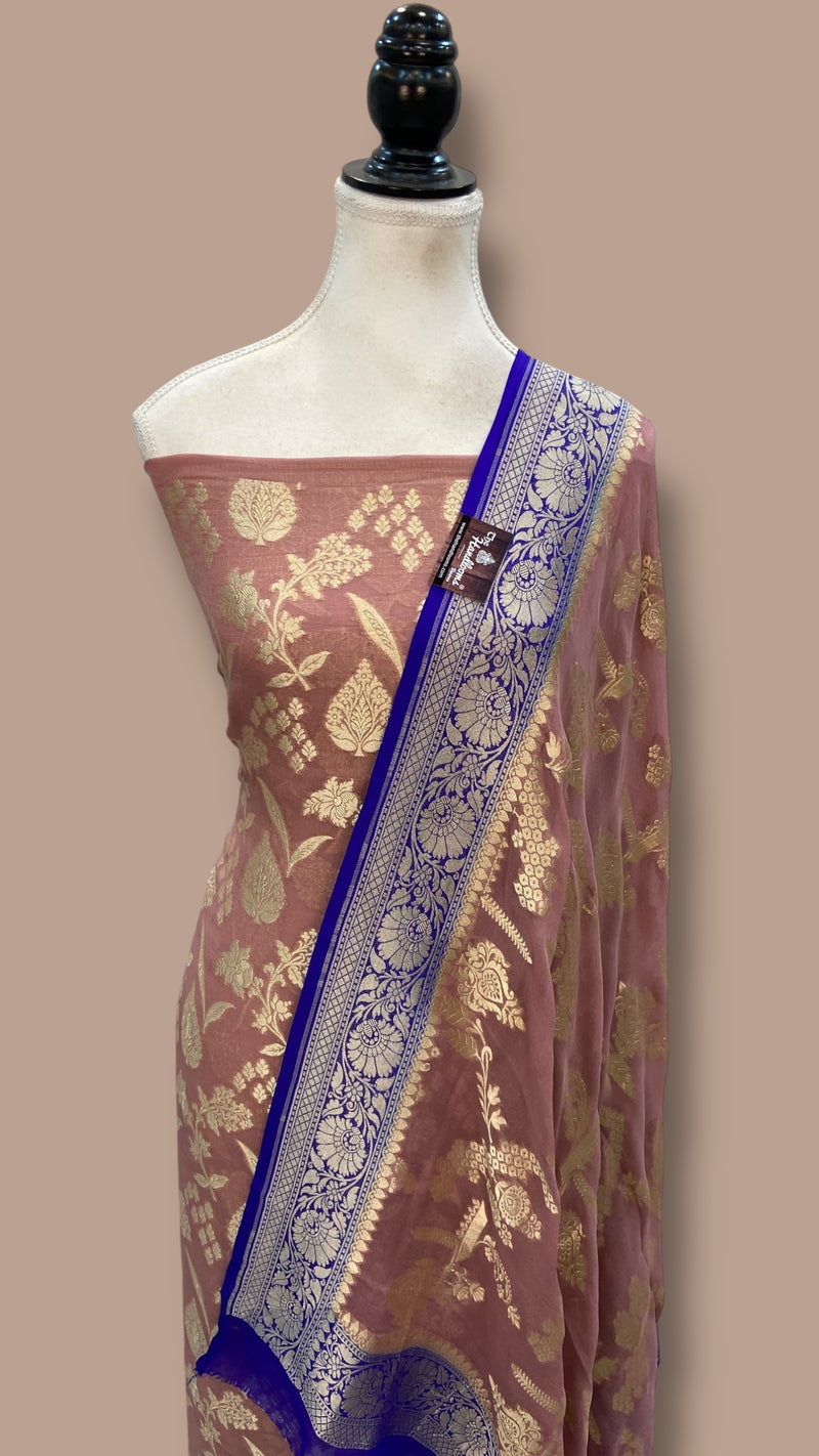 Khaddi Georgette Banarasi Dress material Water Zari - The Handlooms