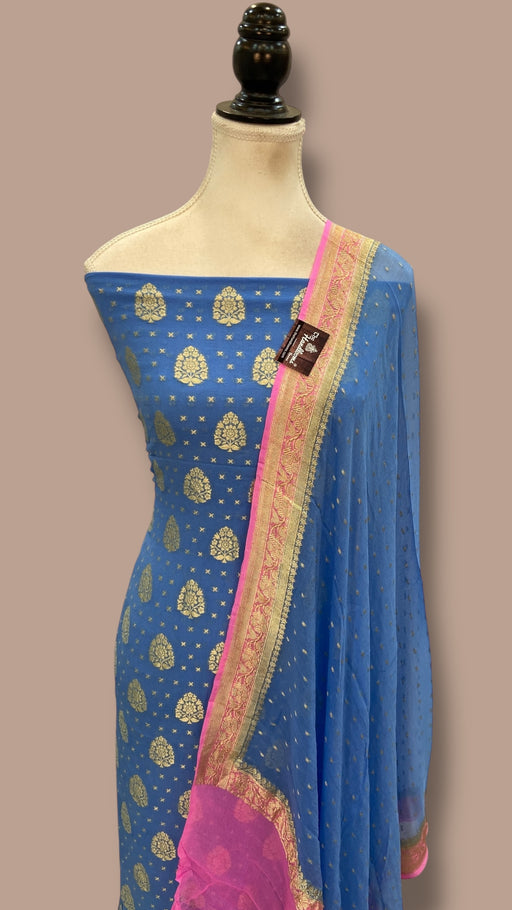 Khaddi Georgette Banarasi Dress material Water Zari - The Handlooms