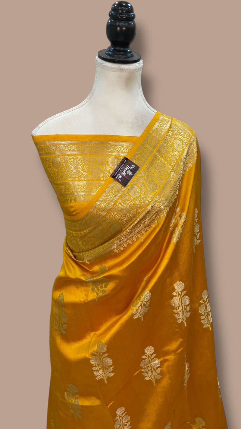 Pure Mango Silk Banarasi Handloom Saree - The Handlooms